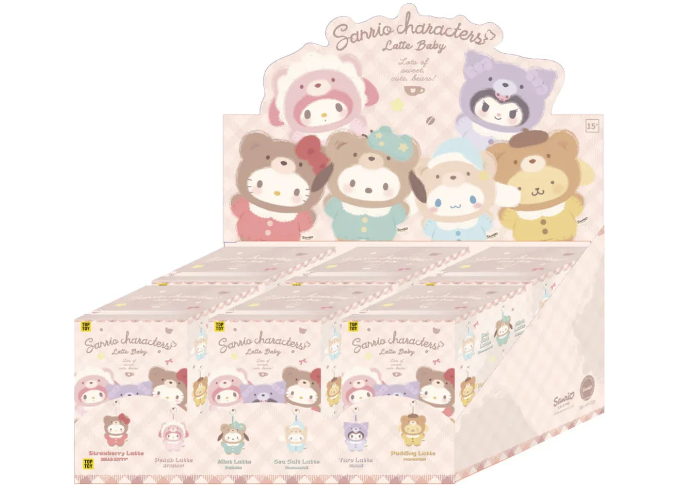 Miniso Top Toy Sanrio Latte Baby Vinyl Plush Keychains Sealed Case (6 Blind Box) -1