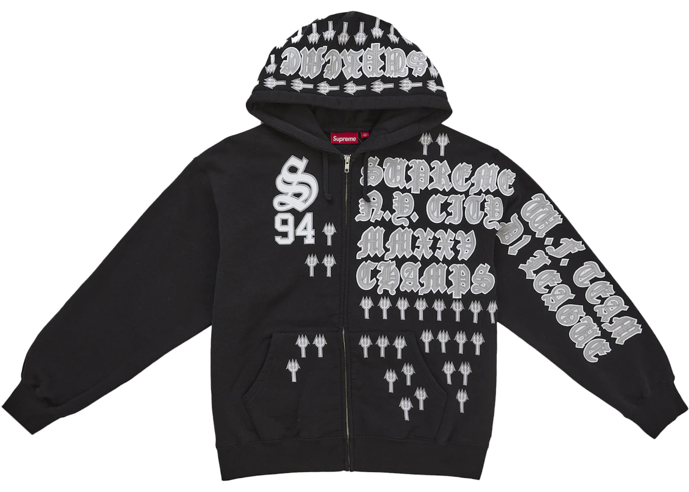 Supreme League Champs Zip Up Hooded Sweatshirt Black -1