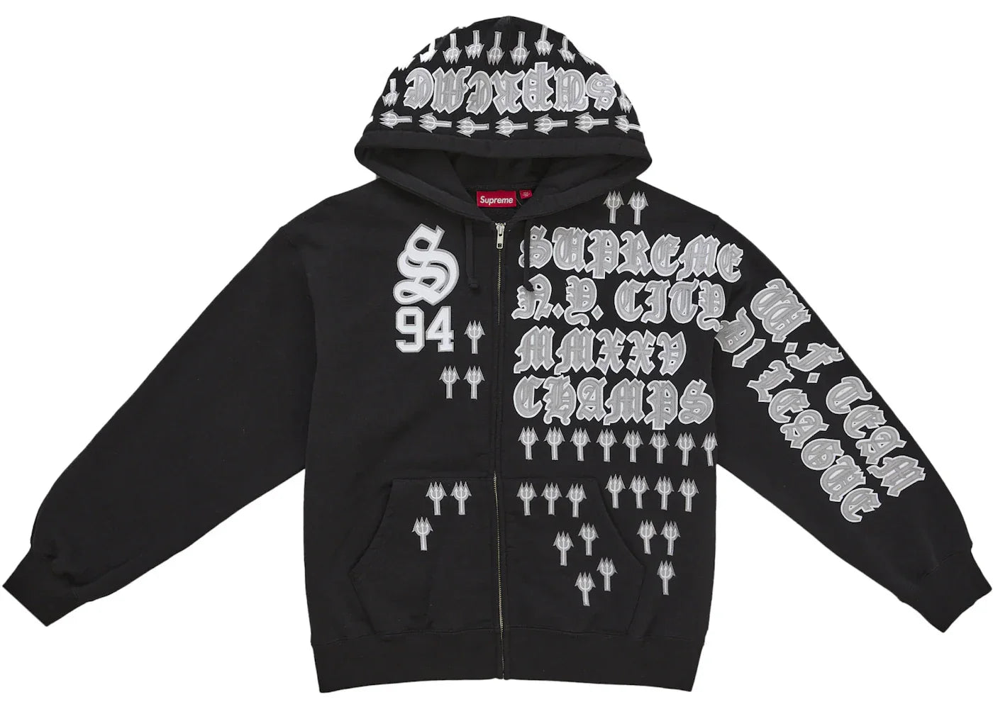 Supreme League Champs Zip Up Hooded Sweatshirt Black -1