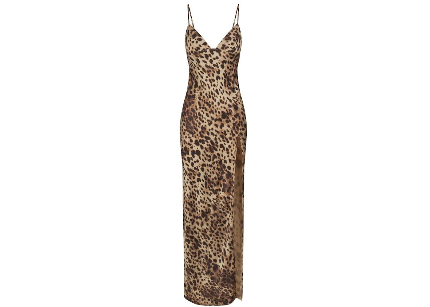 SKIMS x Dolce&Gabbana Silk Long Slip Dress Leopard -1