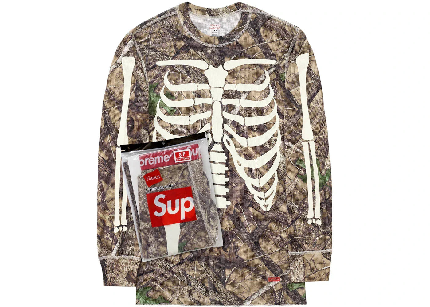 Supreme Hanes Bones Thermal Crew 1 Pack Woodland Camo -1