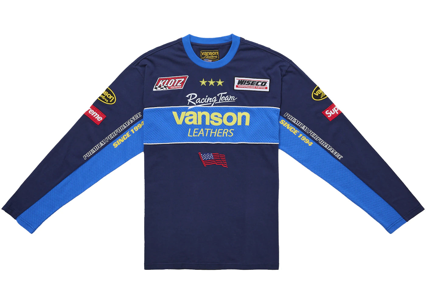 Supreme Vanson Leathers L/S Top Navy -1