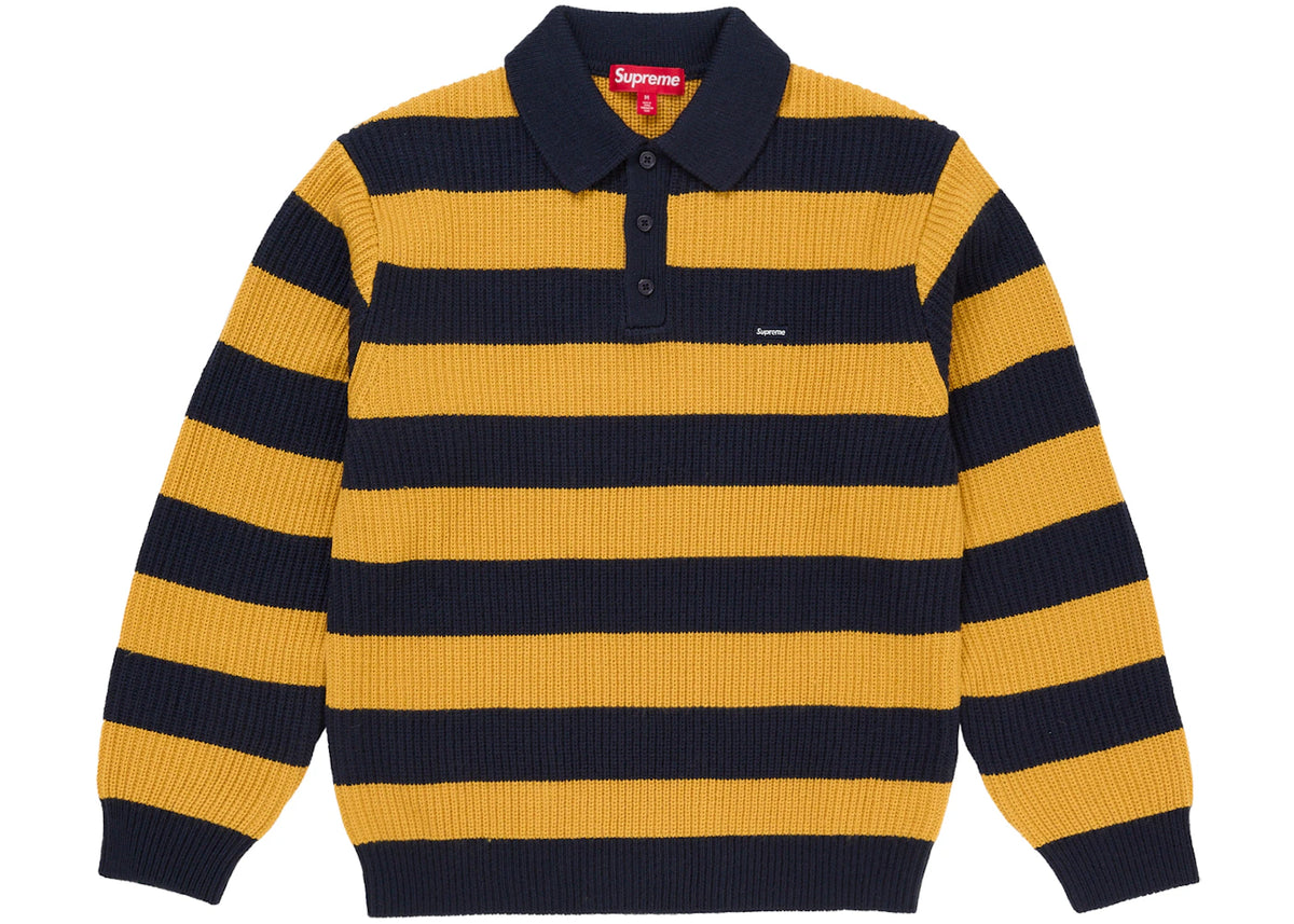 Supreme Small Box Sweater Polo Navy Stripe -1
