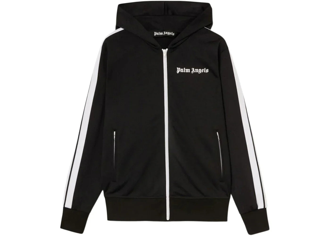 Palm Angels Black Hoody Track Jacket Black/White -1