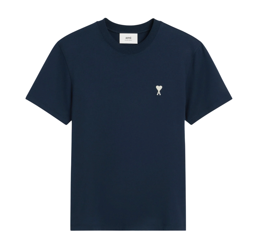 T-shirt Bleu Marine Ami de Coeur Blanc en Coton -1