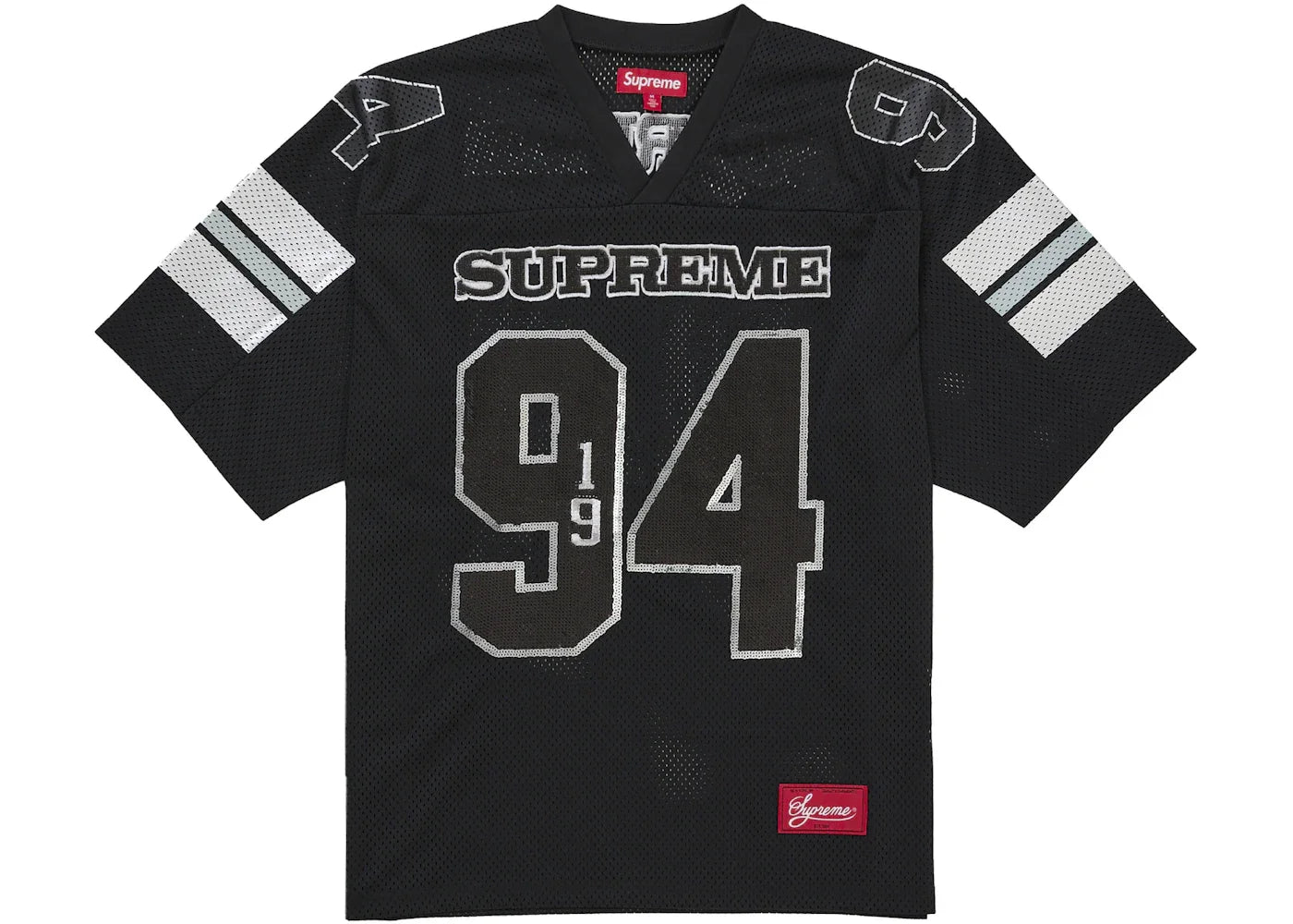 Supreme Sequin Football Jersey Black -1