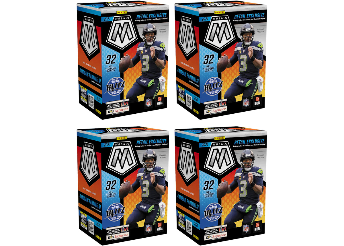 2021 Panini Mosaic Football Blaster Box (Orange Fluorescent Parallels) 4x Lot -1