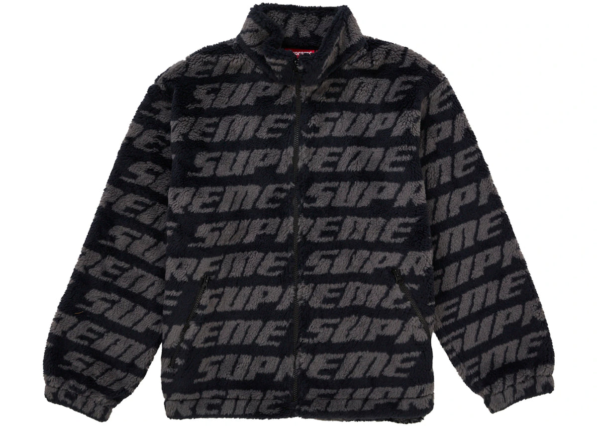 Supreme Repeat Jacquard Fleece Jacket Black -1