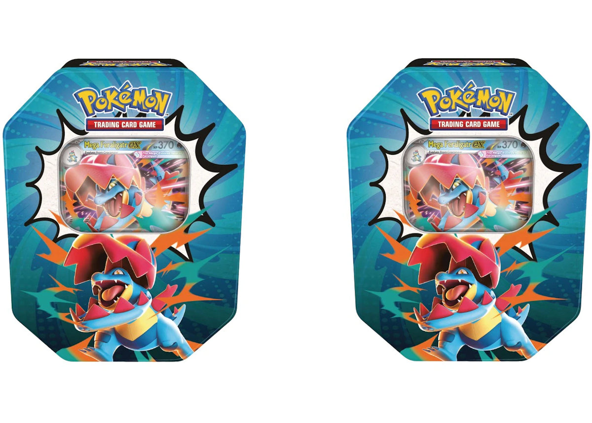 2026 Pokémon Mega Evolution Ascended Heroes Mega Feraligatr ex Tin 2x Lot -1
