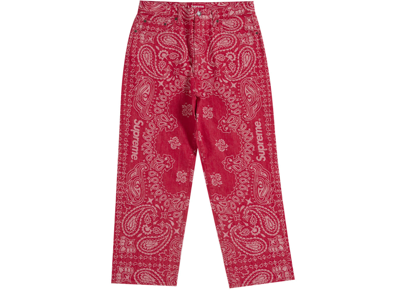 Supreme Bandana Jacquard Baggy Jean Red -1