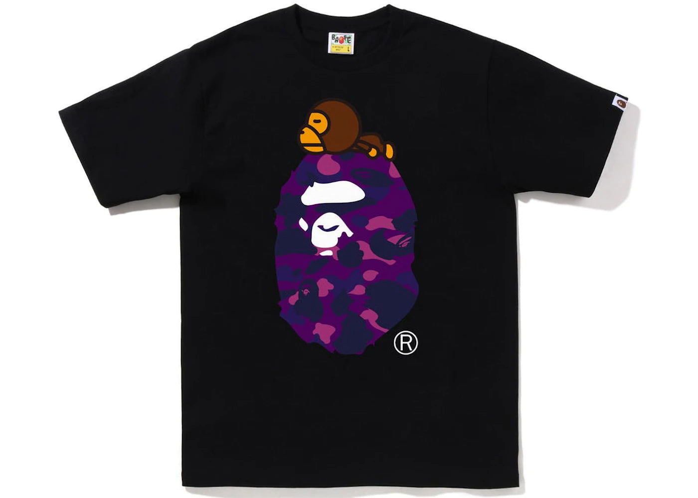 BAPE Color Camo Milo On Big Ape Tee (FW22) Black Purple -1