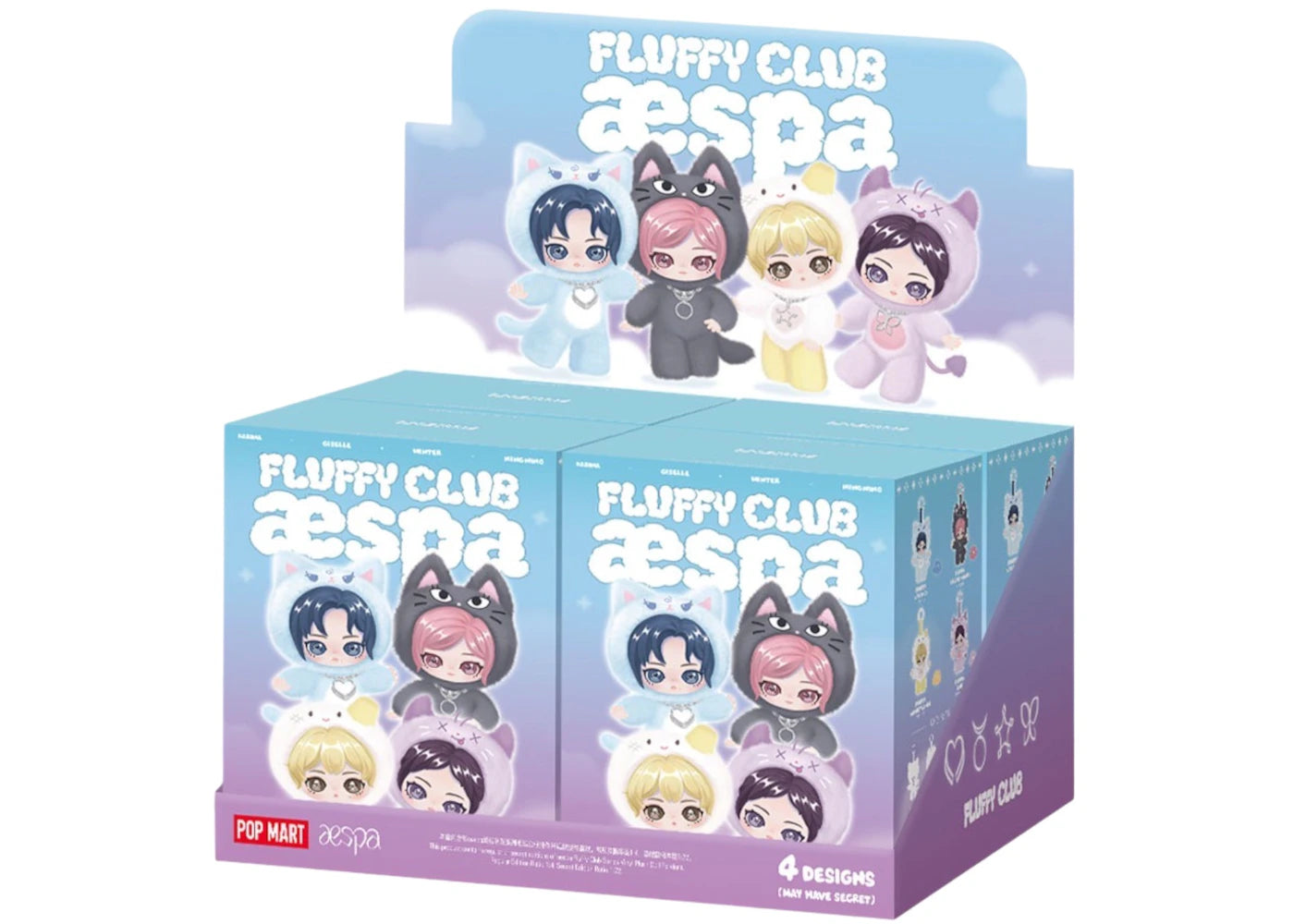 Pop Mart aespa Fluffy Club Series Vinyl Plush Doll Pendant Sealed Case (4 Blind Box) -1