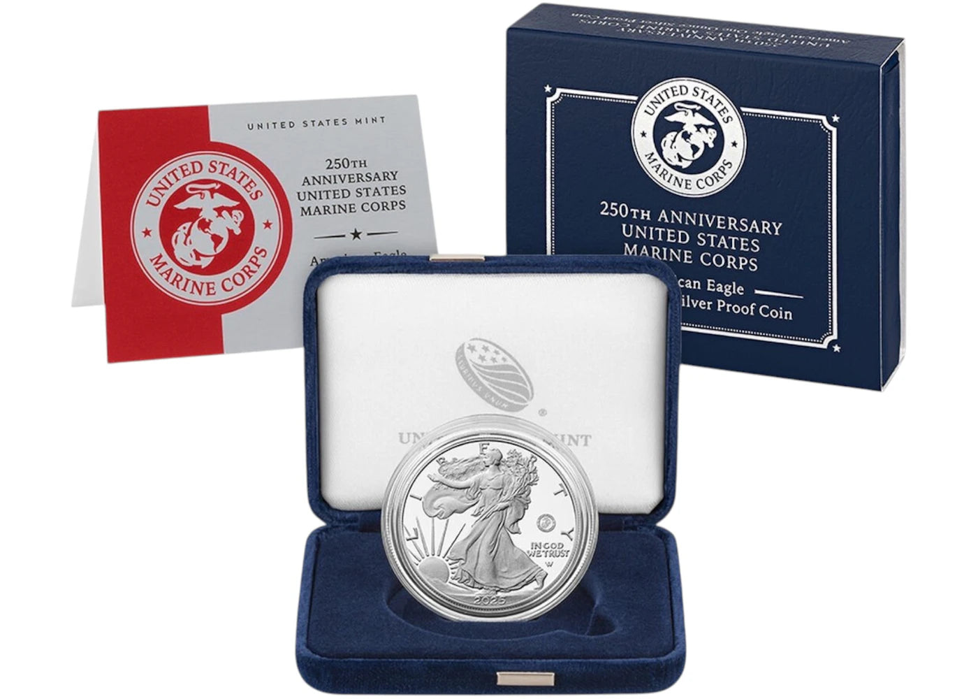 United States Mint 250th Anniversary United States Marine Corps American Eagle One Ounce Silver Proof Coin Philadelphia (P) -1