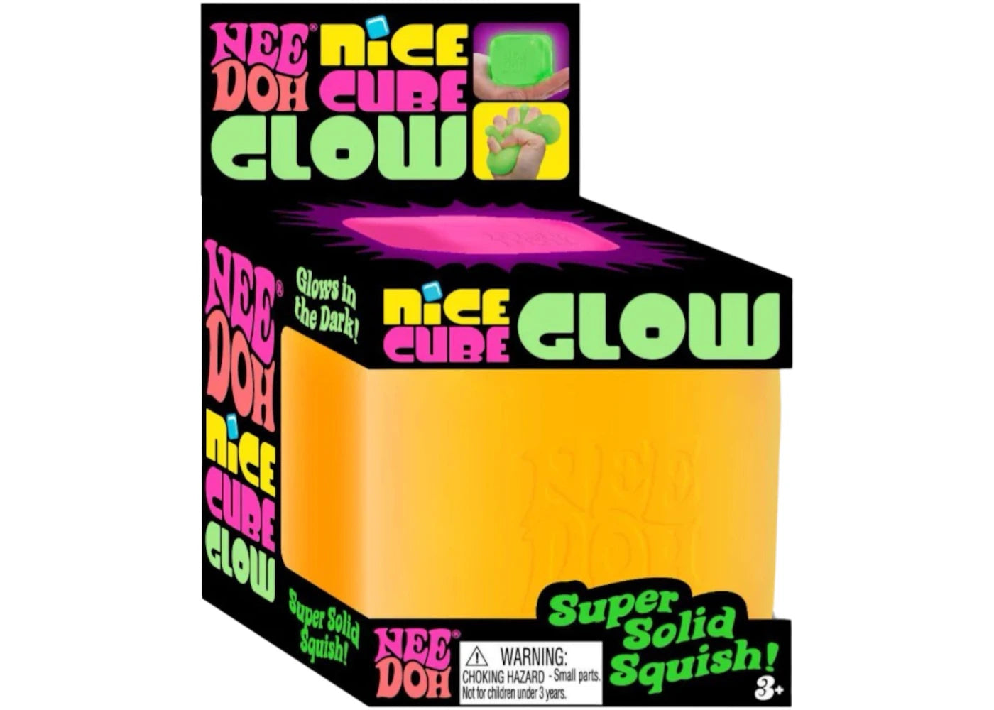 NeeDoh Nice Cube Glow Squishy Fidget Toy Orange -1