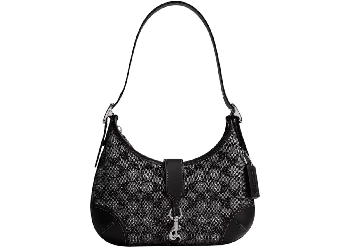 Coach Hamptons Hobo Bag In Crystal Signature Jacquard Jacquard/Silver/Black -1
