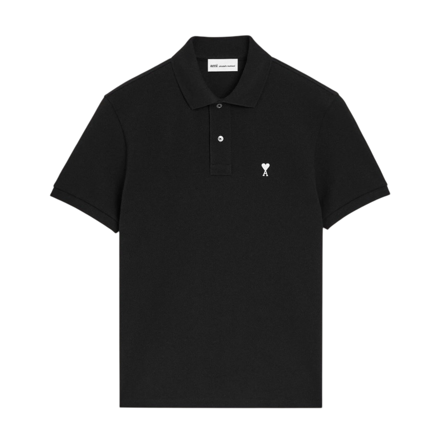 Polo Noir Manches Courtes Ami De Coeur en Coton -1