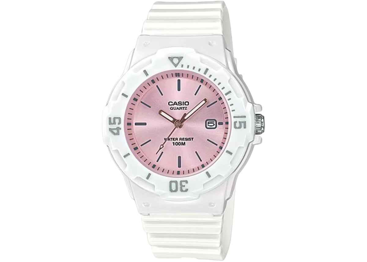 Casio Womens Water-Resistant Analog Watch with Rose Gold Accents LRW-200H-4E3VCF (Pink) -1
