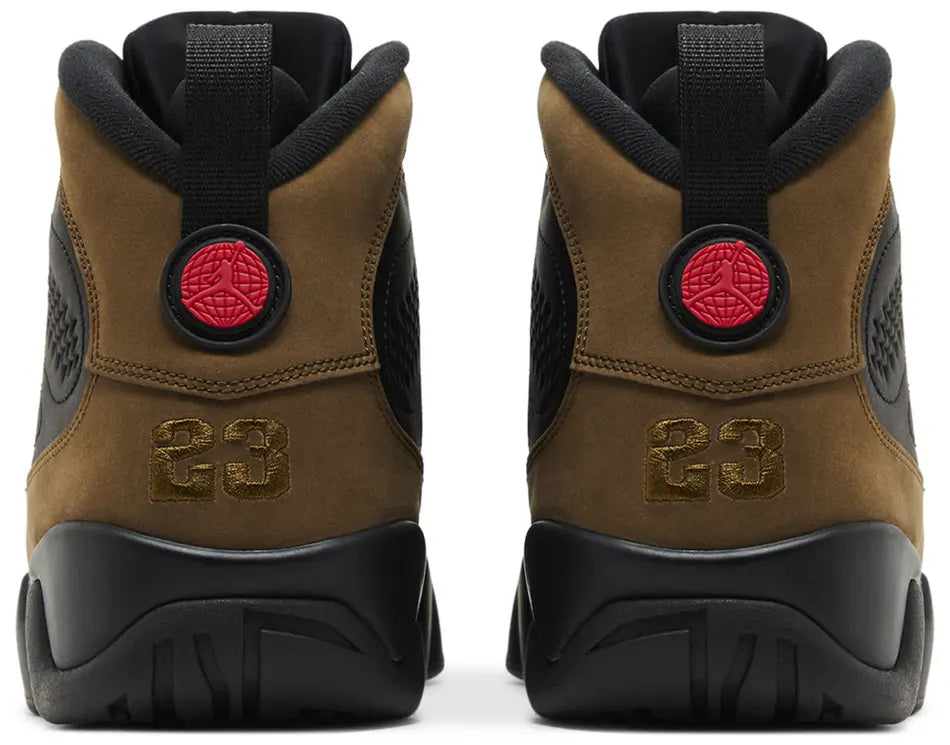 Jordan 9 Retro Olive (2024) heel counter