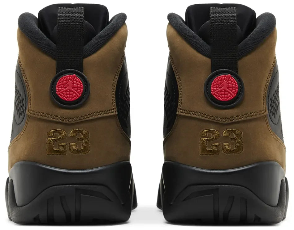 Jordan 9 Retro Olive (2024) heel counter