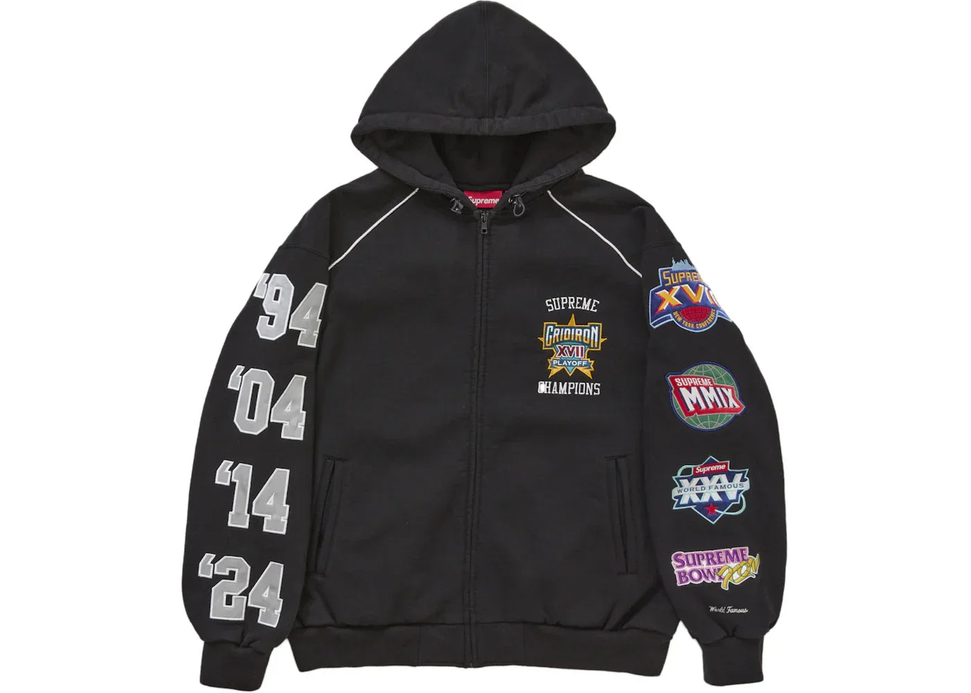 Supreme Playoffs Zip Up Hooded Sweatshirt Black -1