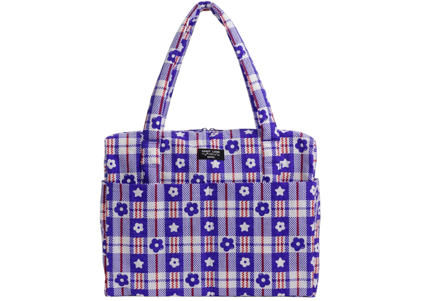 Baggu x Sandy Liang Cloud Carry-On Market Plaid Blue -1