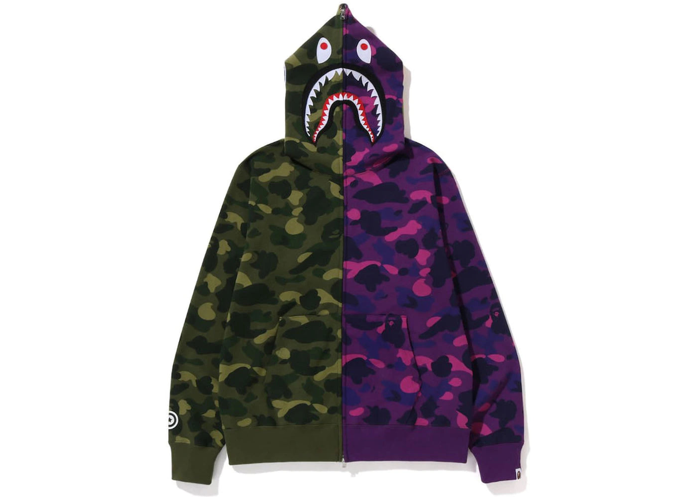 BAPE Color Camo Shark Full Zip Hoodie (FW22) Green Purple -1