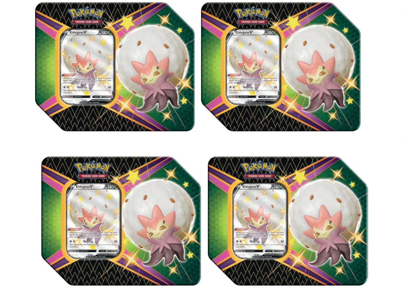 Pokémon TCG Sword & Shield Shining Fates Eldegoss V Tin 4X Lot (6 Booster Packs) -1