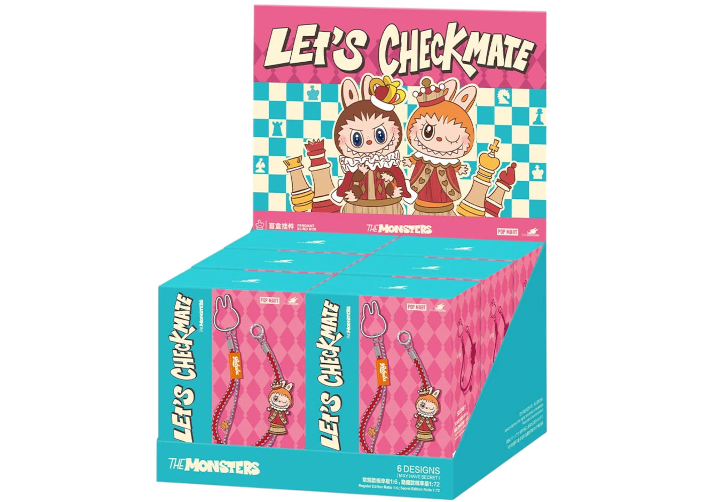 Pop Mart Labubu The Monsters Let's Checkmate Series Pendant Sealed Case (6 Blind Box)-1