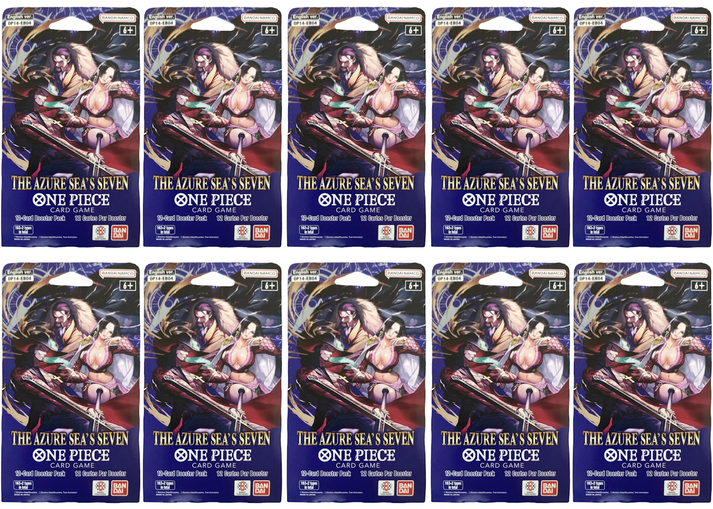 Bandai One Piece The Azure Sea's Seven (OP-14) Sleeved Booster Pack 10x Lot -1