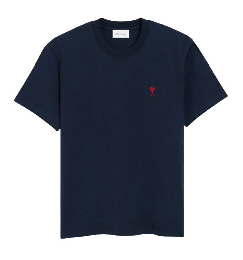 T-shirt Bleu Marine Ami de Coeur Rouge en Coton -1