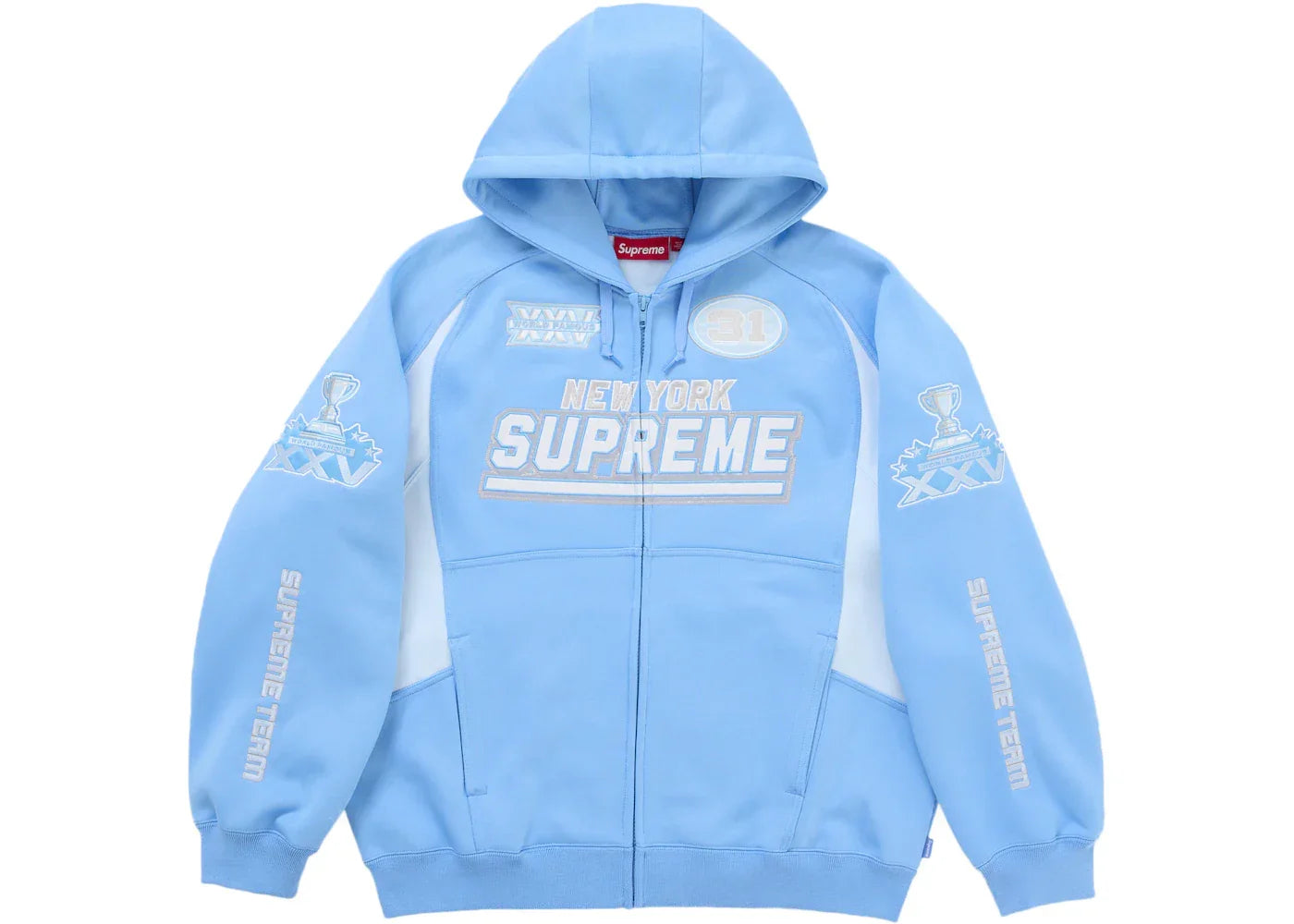 Supreme Football Zip Up Hooded Sweatshirt (FW25) Light Blue -1