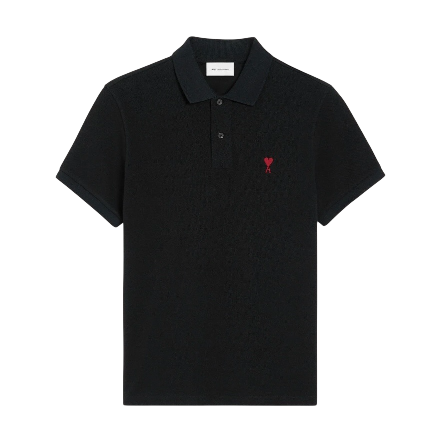 Polo Noir Ami de Coeur Rouge en Coton -1