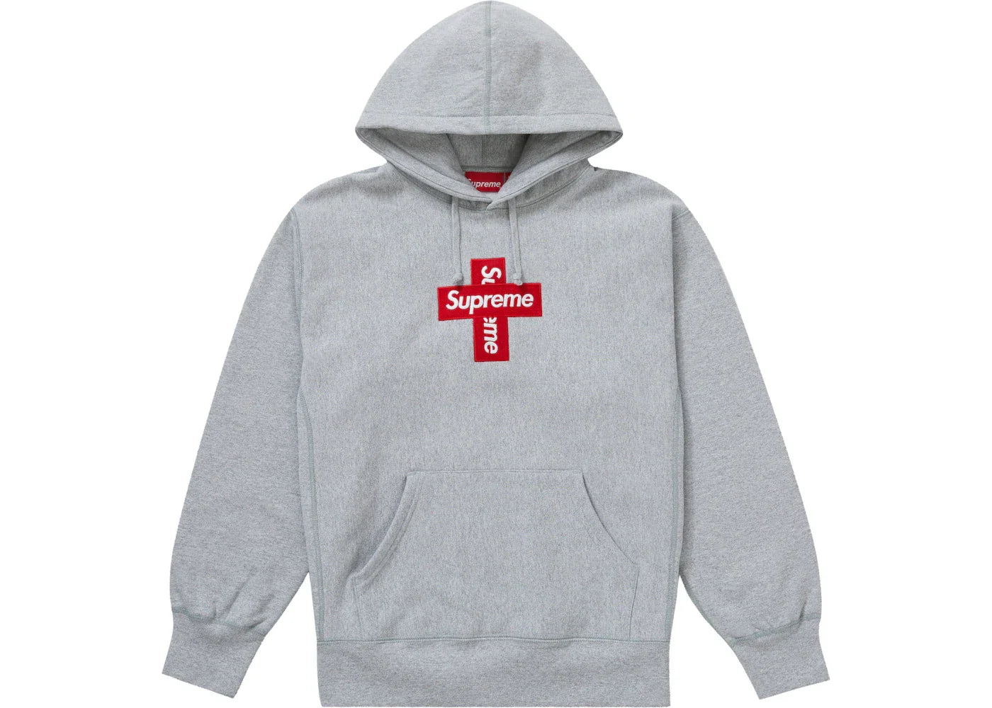 Supreme Cross Box Logo Hooded Sweatshirt Heather Grey -1