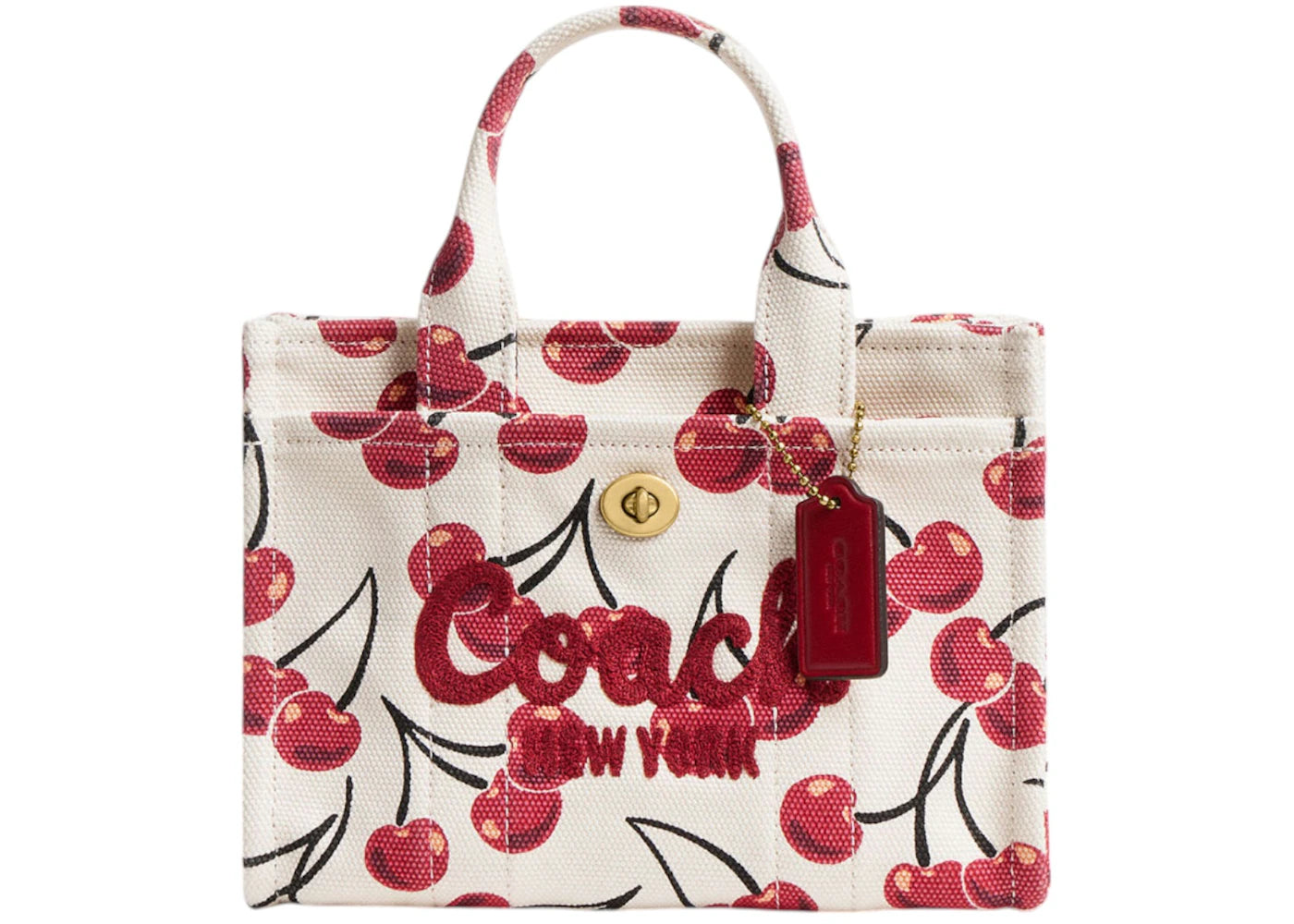 Coach Cargo Tote Bag 20 Cherry Print Canvas/Brass/Chalk Multi -1