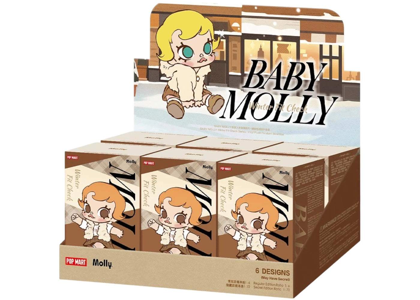 Pop Mart Baby Molly Winter Fit Check Series Vinyl Plush Pendant Sealed Case (6 Blind Box) -1
