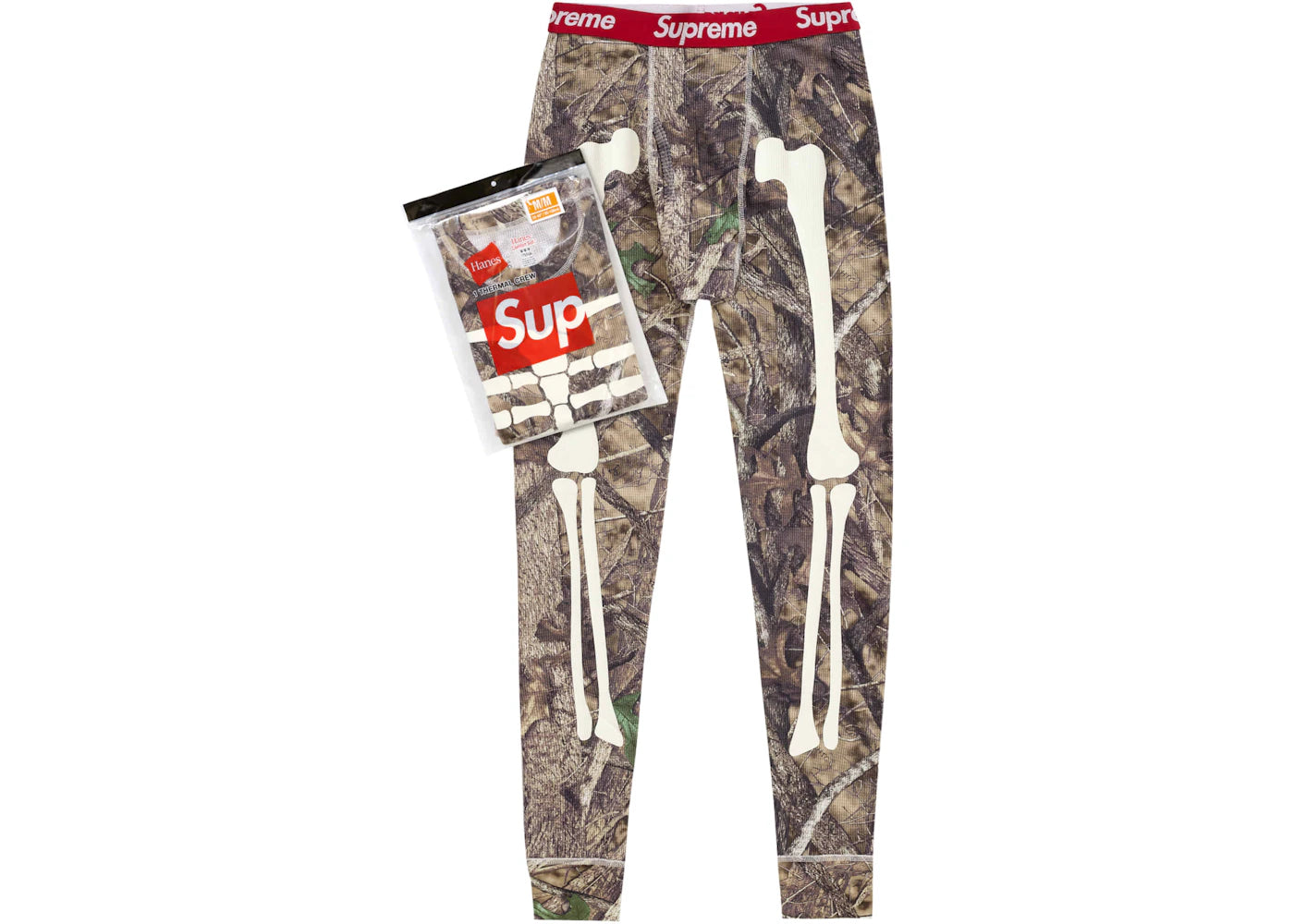 Supreme Hanes Bones Thermal Pant 1 Pack Woodland Camo -1