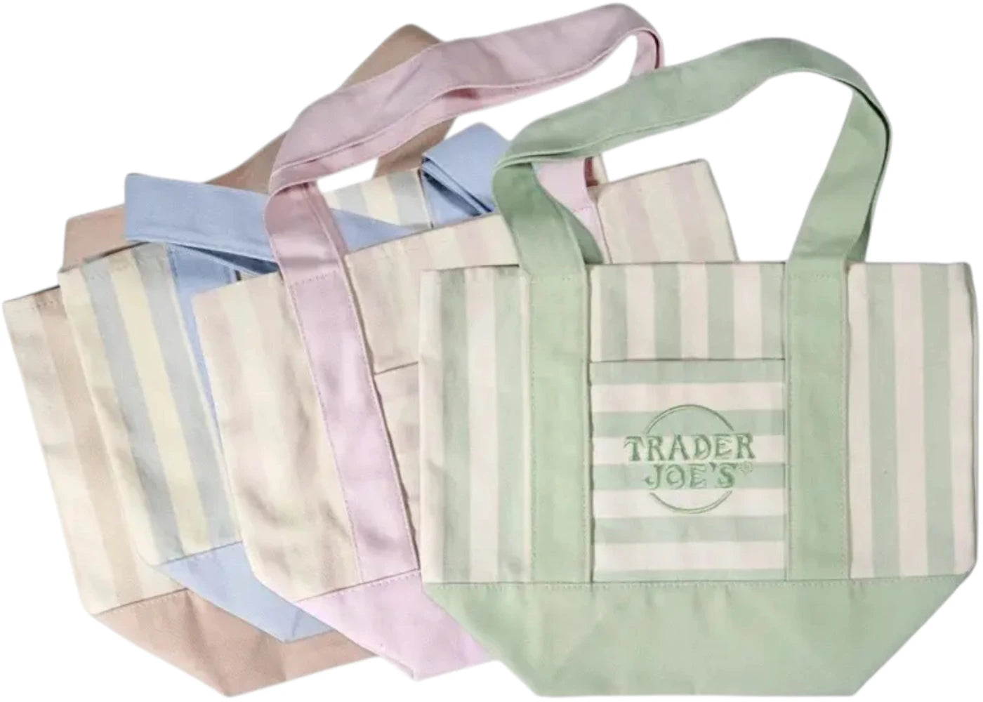 Trader Joe's Mini Canvas Tote Bag (Set of 4) Striped -1