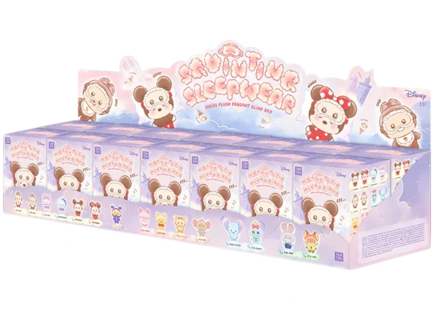 Miniso Top Toy Disney Squinting Sleepwear Series Plush Keychains Sealed Case (14 Blind Boxes) -1