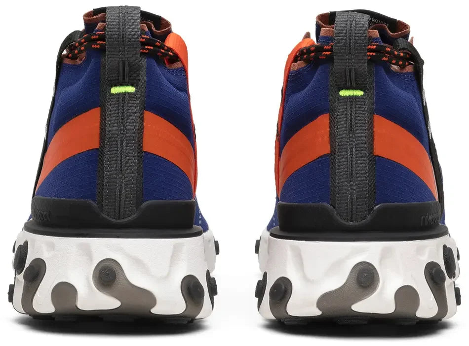 Nike React Runner Mid WR ISPA Blue Void Team Orange heel counter