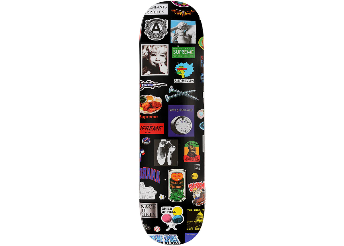 Supreme Stickers Skateboard Deck Black -1