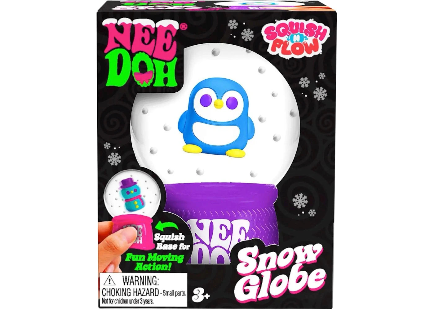 NeeDoh Squishmas Squish n' Flow Snow Globe Penguin Squishy Fidget Toy -1