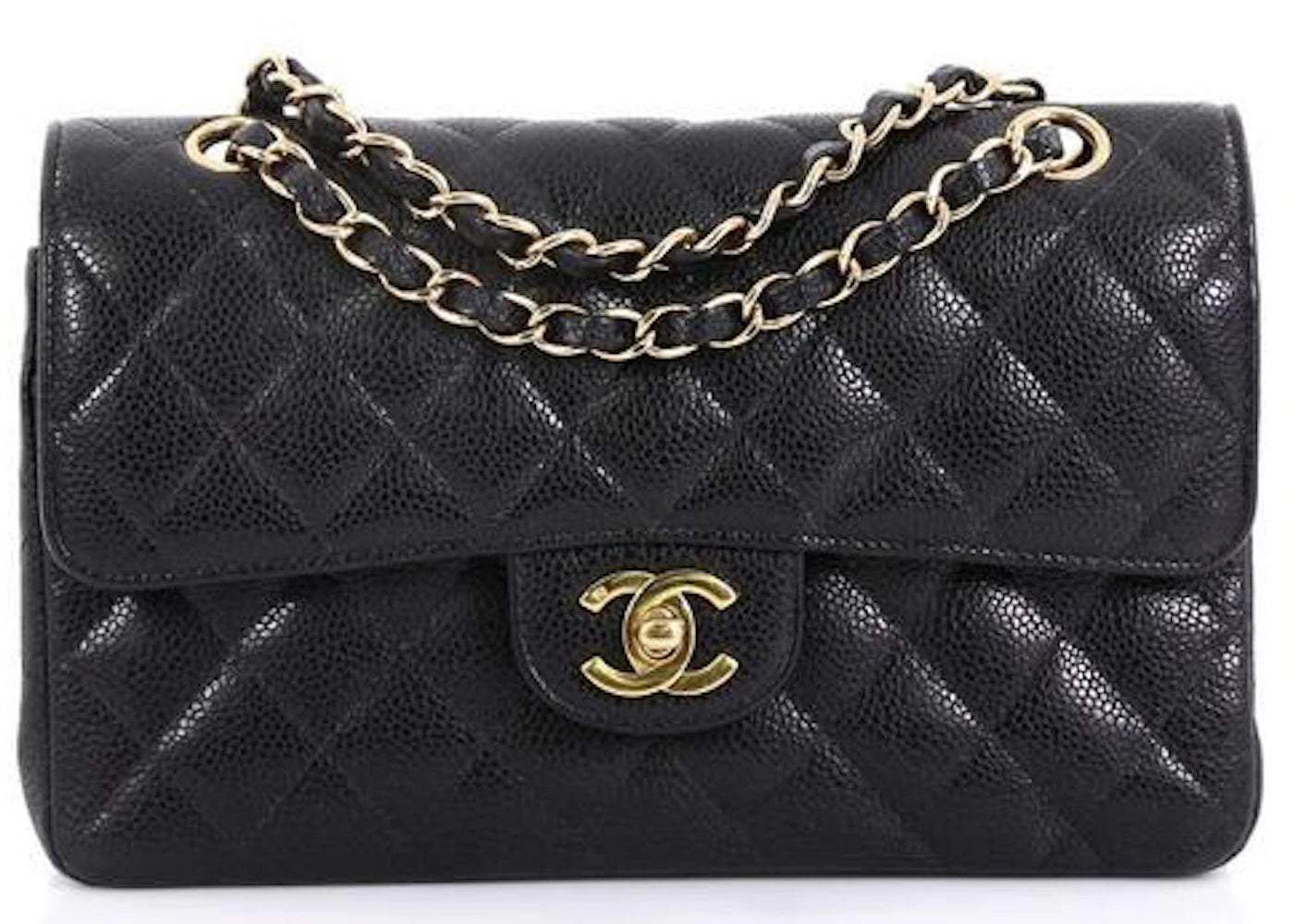 Chanel Classic Double Flap Quilted Caviar Gold-tone Small Black -1