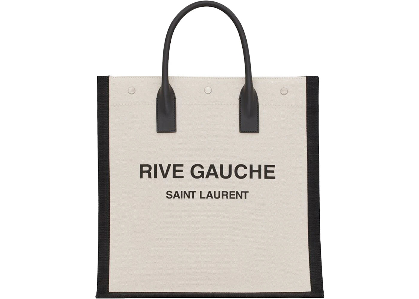 Saint Laurent Rive Gauche North/South Tote White Linen/Black -1