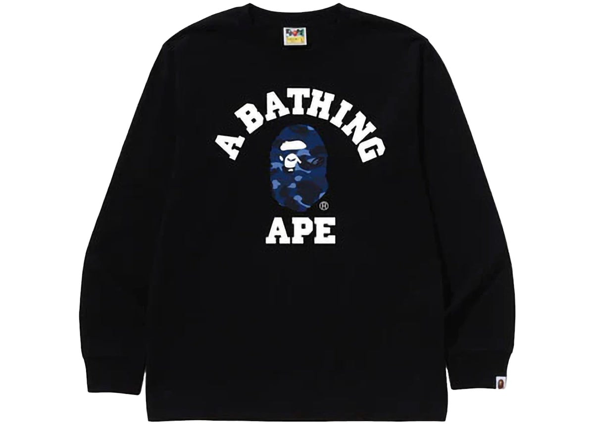 BAPE Color Camo College L/S Tee (FW24) Black/Navy -1