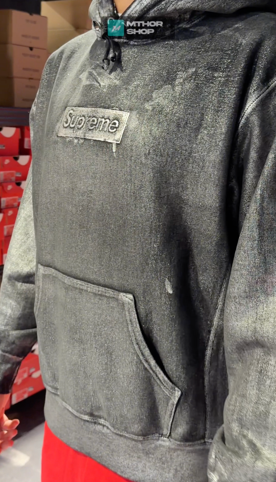 Supreme MM6 Maison Margiela Foil Box Logo Hooded Sweatshirt Black Outfit Video