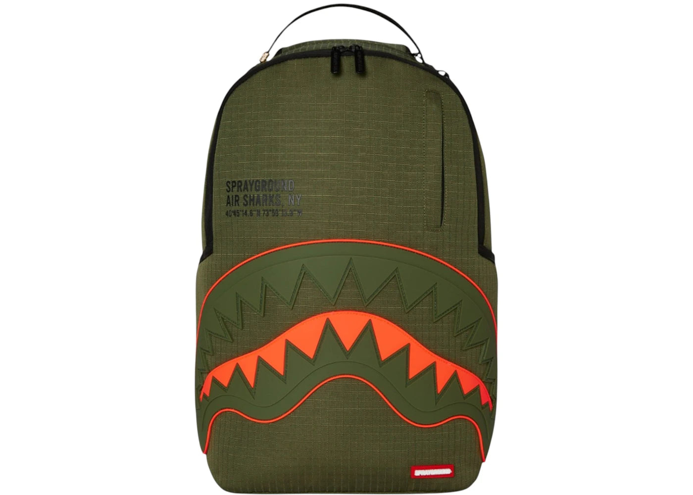 Sprayground Nylon Shark Central Army DLX-Ripstop Backpack Green -1