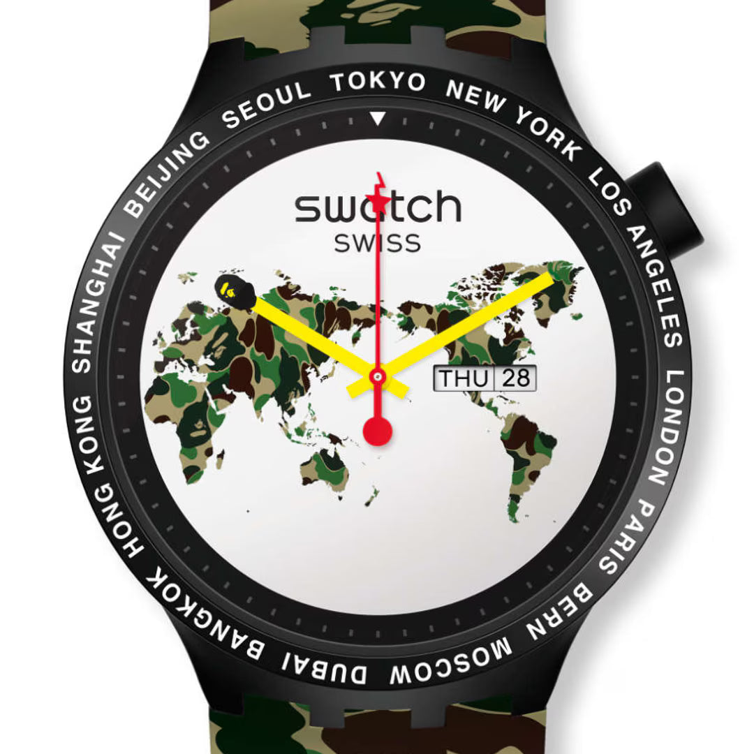 Swatch x Bape Big Bold The World Edition S027Z700 (White) -1