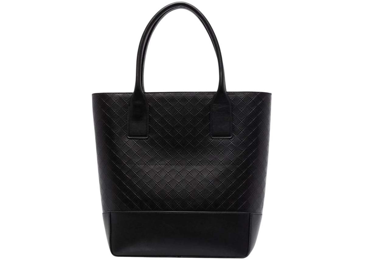 Bottega Veneta Intrecciato Embossed Leather Tote Bag Black -1