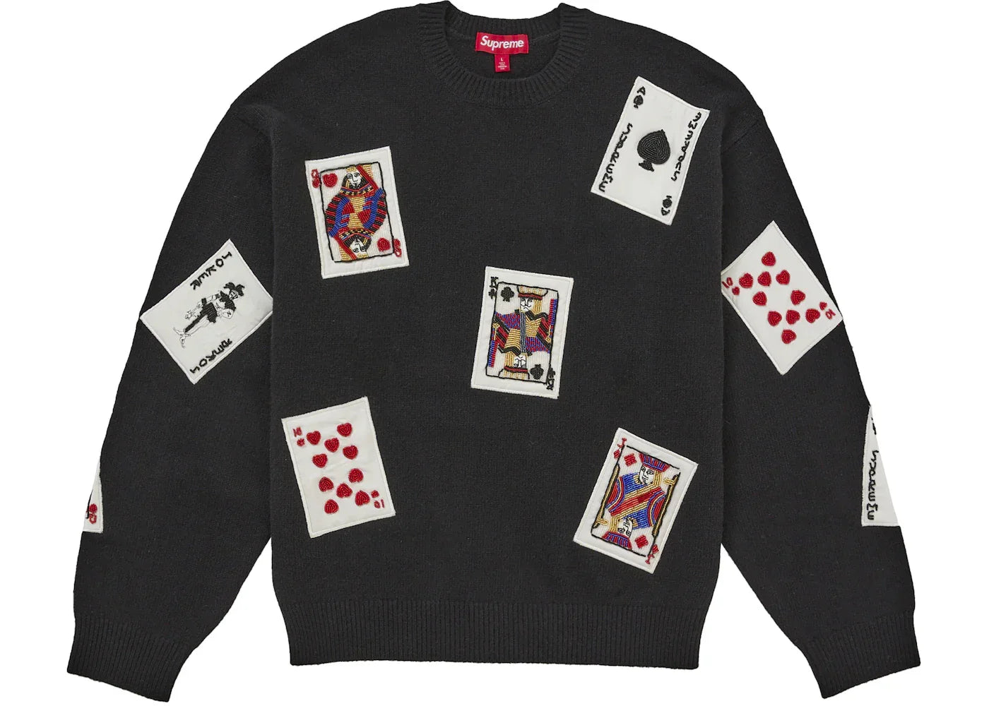 Supreme Beaded Cards Sweater Black -1