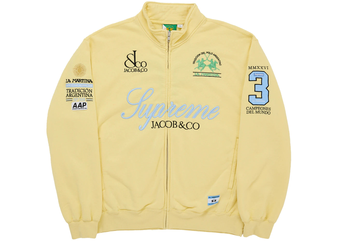 Supreme La Martina Zip Up Sweatshirt Yellow -1